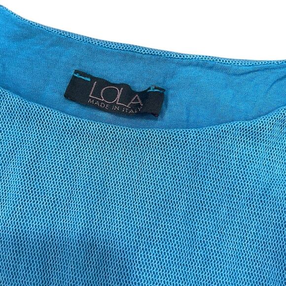 LOLA Made in Italy Baby Blue Mesh Bohemian Top M - Picture 3 of 4